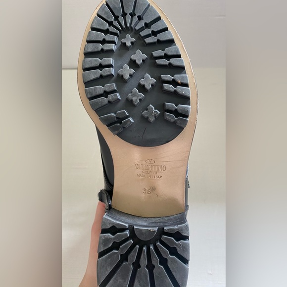 Valentino Black Leather Rose Combat Boots Size 36 - Picture 12 of 16